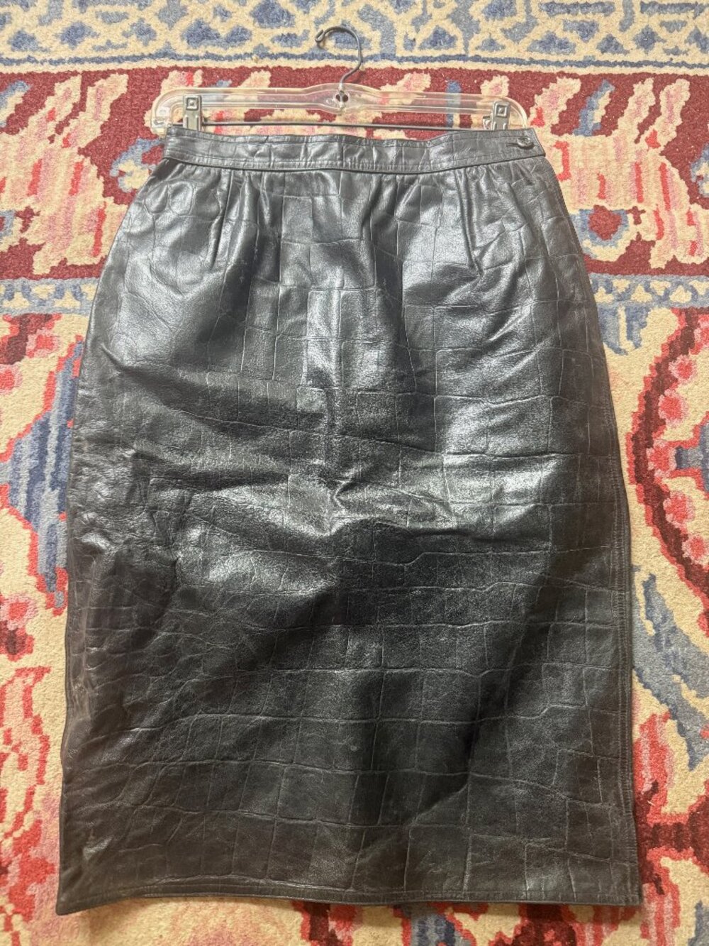 Ungaro Black Leather Skirt, Size 10